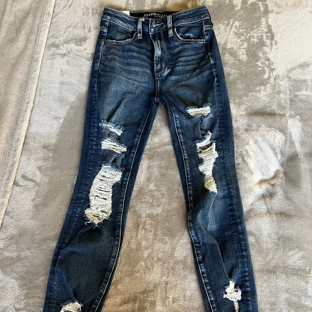 American Eagle Super Super Super Stretch Dark Was… - image 1